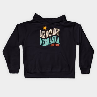 Lake McConaughy Nebraska Retro Typography Kids Hoodie